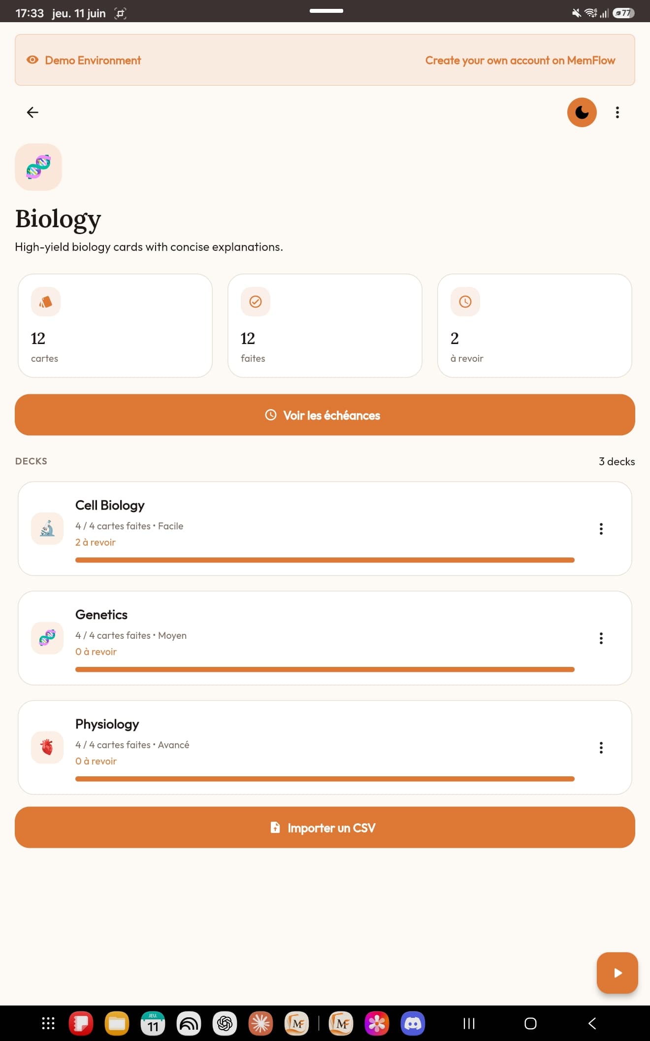 Détail d'une collection: Biologie, cartes et progression