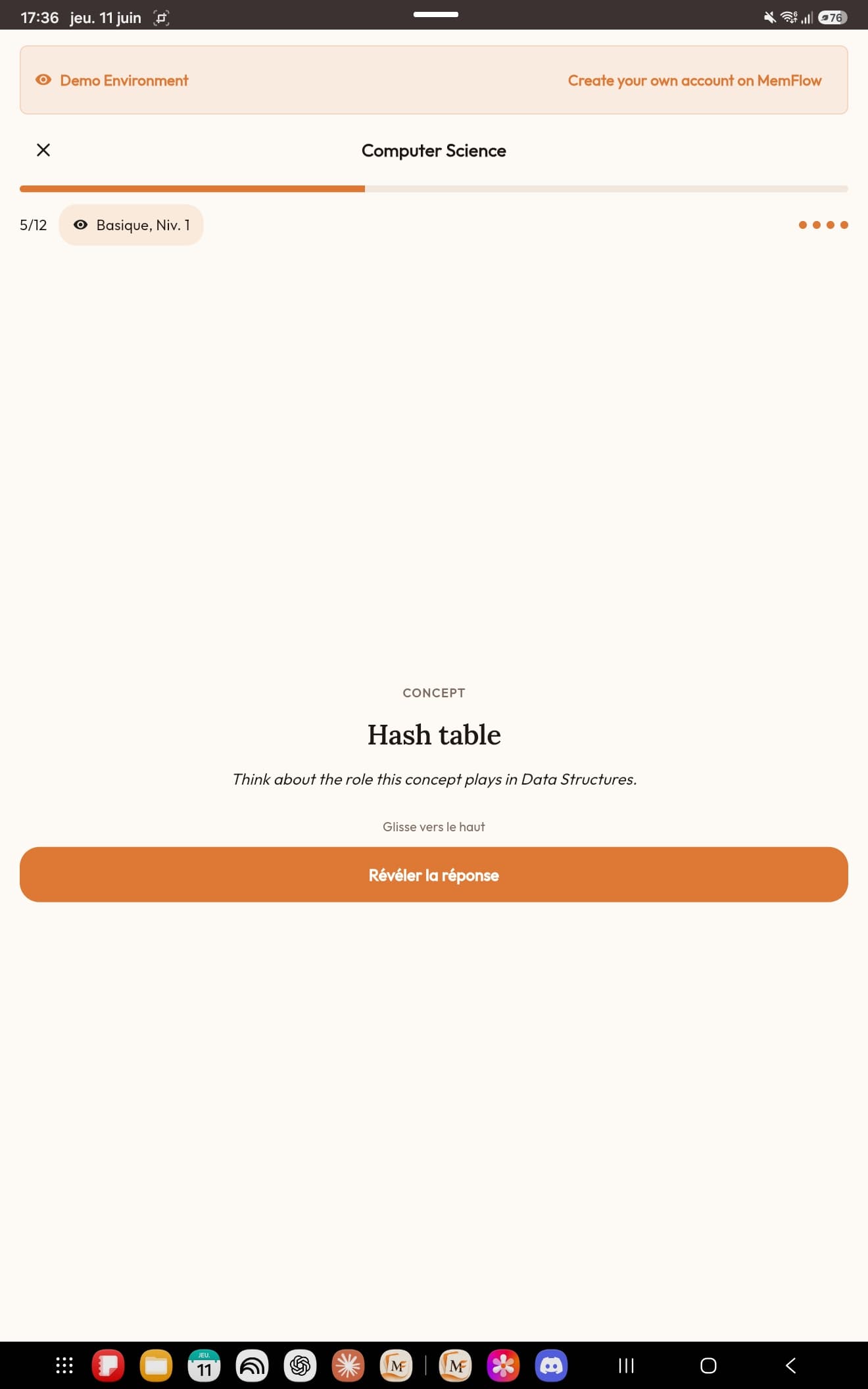 Flashcard révélée: table de hachage, recto verso